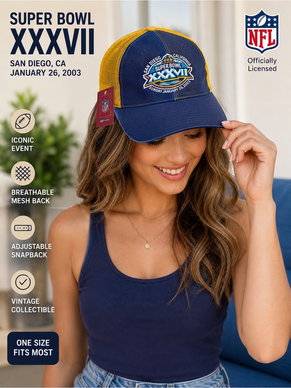 Reebok NFL Super Bowl XXXVII San Diego 2003 Mesh Snapback Hat – NWT